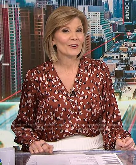 Kate’s brown floral blouse on NBC News Daily