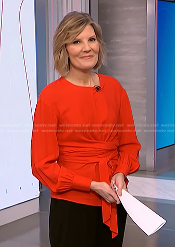 Kate’s red tie waist blouse on NBC News Daily