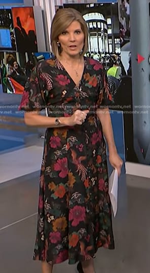 Kate’s black bird and floral print dress on NBC News Daily