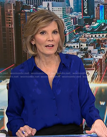 Kate’s blue floral button down shirt on NBC News Daily