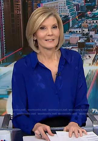 Kate’s blue floral button down shirt on NBC News Daily