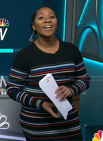 Kay’s black striped ribbed dress on NBC News Daily