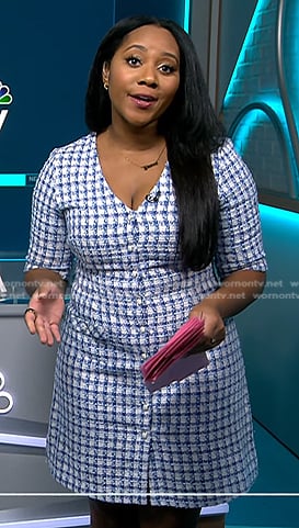 Kay’s blue check tweed dress on NBC News Daily