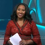 Kay Angrum’s red embroidered lace dress on NBC News Daily