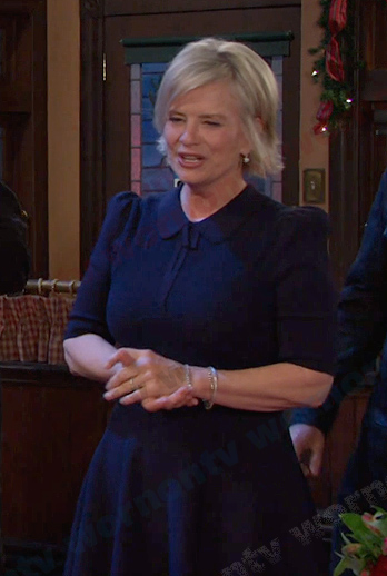 Kayla’s navy collared knit dress on Days of our Lives
