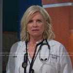 Kayla’s white ruffle tie neck dress on Days of our Lives