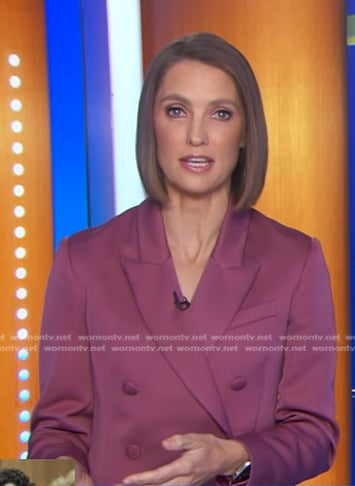 Kayna Whitworth’s pink double breasted blazer on Good Morning America