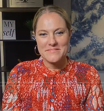Kelley Kitley’s red printed smocked dress on NBC News Daily