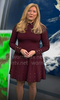 Kelly Cass’ burgundy long sleeve dress on CBS Mornings
