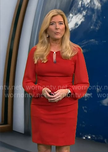 Kelly Cass’ red keyhole dress on CBS Mornings