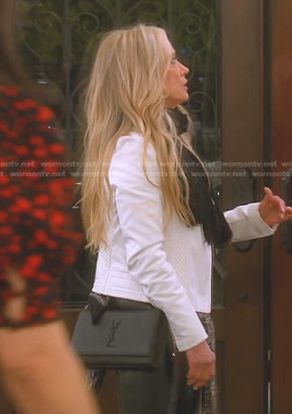 Kim Richards’s black shoulder bag on The Real Housewives of Beverly Hills