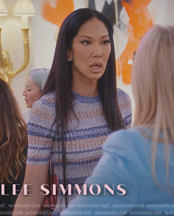 Kimora Lee Simmons’s blue stripe knit dress on Paris in Love