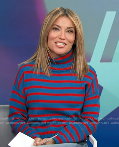 Kit’s blue stripe sweater on Access Hollywood