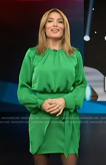 Kit’s green tie waist dress on Access Hollywood