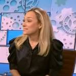Kriss Karr’s black puff sleeve blouse on NBC News Daily