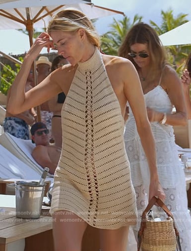 Kristen’s beige eyelet mini dress on The Real Housewives Ultimate Girls Trip
