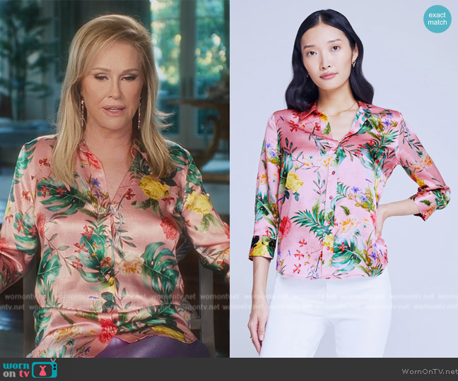 L'Agence Dani Blouse in Tropical Floral worn by Kathy Hilton on Paris in Love
