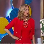 Lara’s red slit pants on Good Morning America