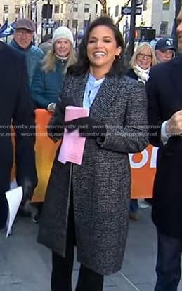 Laura’s black plaid coat on Today