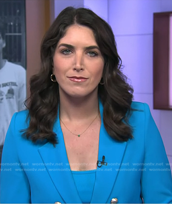 Liz Kreutz’s blue double breasted blazer on NBC News Daily