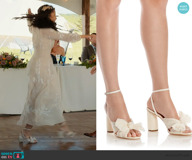 Loeffler Randall Camellia Bow High Heel Sandals worn by Haley Young (Zoë Soul) on My Life with the Walter Boys