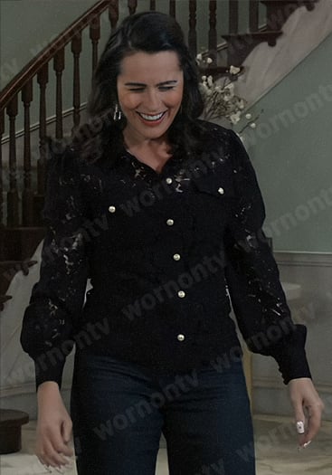 Lois’s black lace button down blouse on General Hospital