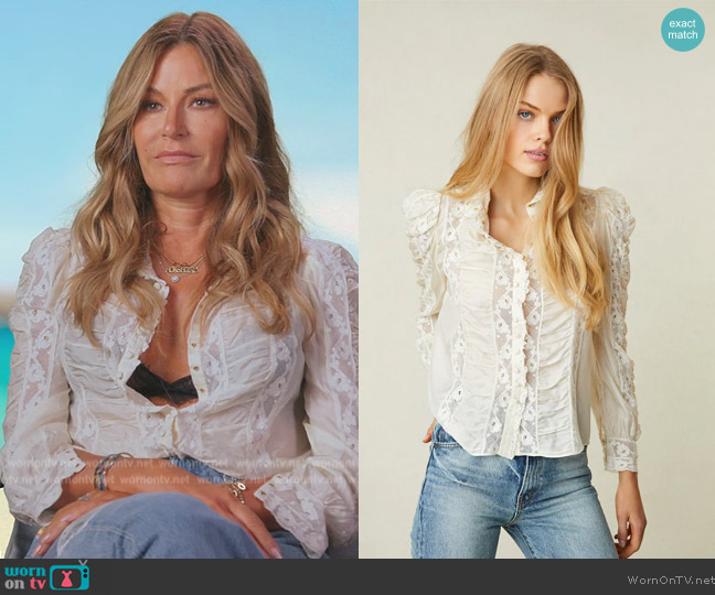 Love Shack Fancy Jacque Top worn by Kelly Killoren Bensimon on The Real Housewives Ultimate Girls Trip