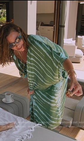 Luann’s green printed coverup on The Real Housewives Ultimate Girls Trip