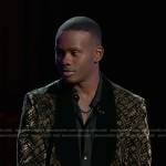 Mac Royals’s metallic plaid velvet blazer on The Voice
