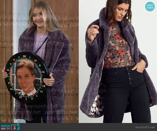 Maeve Lisanne Faux Fur Coat worn by Josslyn Jacks (Courtney Fulk) on General Hospital