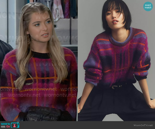 Maeve Long-Sleeve Eyelash Sweater worn by Josslyn Jacks (Courtney Fulk) on General Hospital