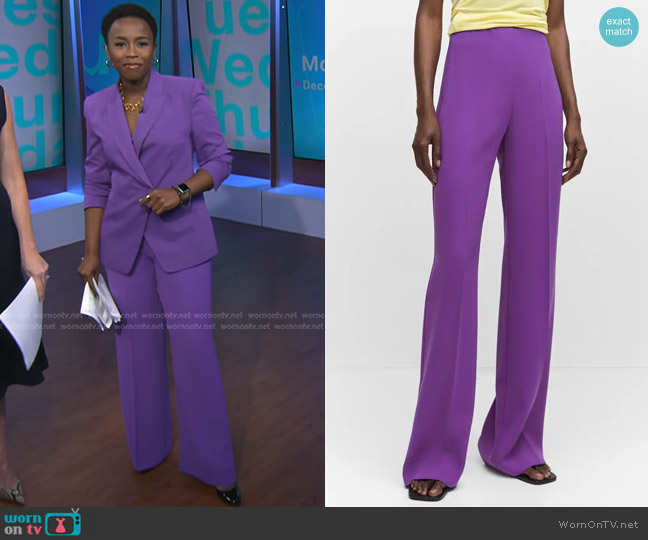 Mango Wide leg suit pants worn by Zinhle Essamuah on NBC News Daily