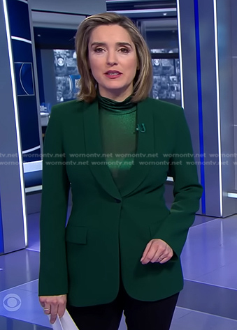 Margaret’s green blazer on CBS Evening News
