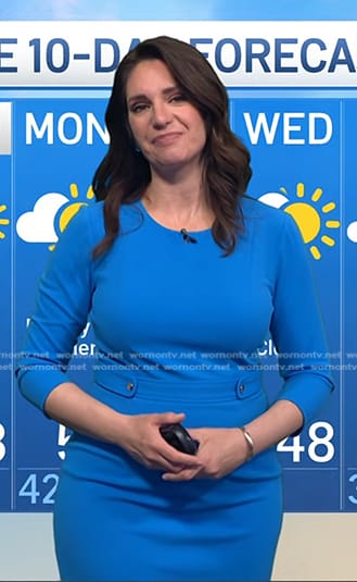 Maria’s blue button detail sheath dress on Today
