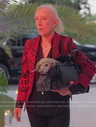 Marina’s red printed jacket on The Real Housewives of Miami