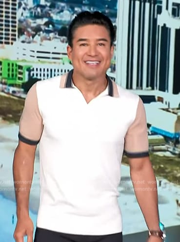 Mario’s colorblock short sleeve shirt on Access Hollywood