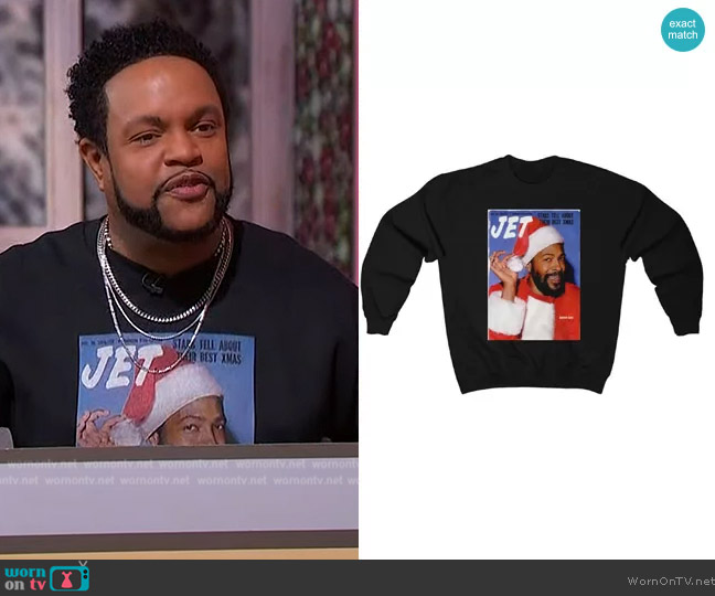 For The People Boutique Marvin Gaye Black Santa Claus Sweatshirt worn by Jawn Murray on Sherri