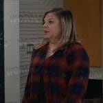 Maxie’s red and blue plaid top on General Hospital