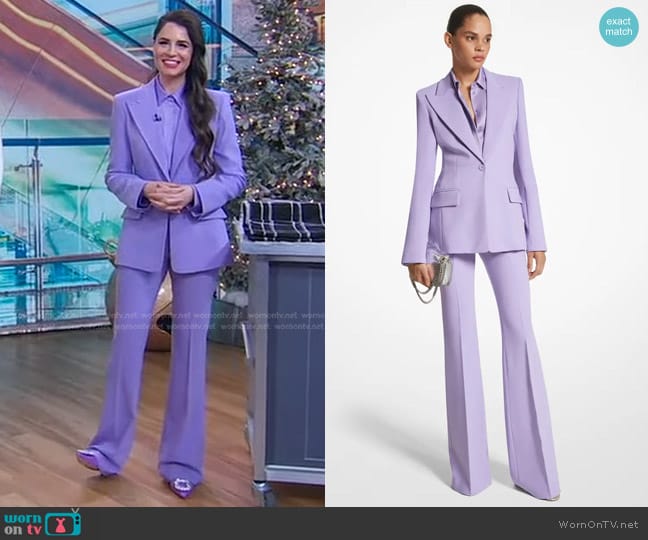 Michael Kors Collection Georgina Blazer in Freesia worn by Erica Wark on Good Morning America