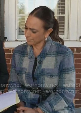 Michelle Miller’s plaid shirt jacket on CBS Mornings