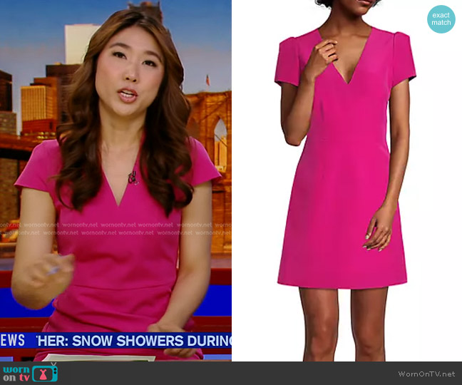 Milly Cady Atalie V-Neck Minidress worn by Janice Yu on Good Morning America