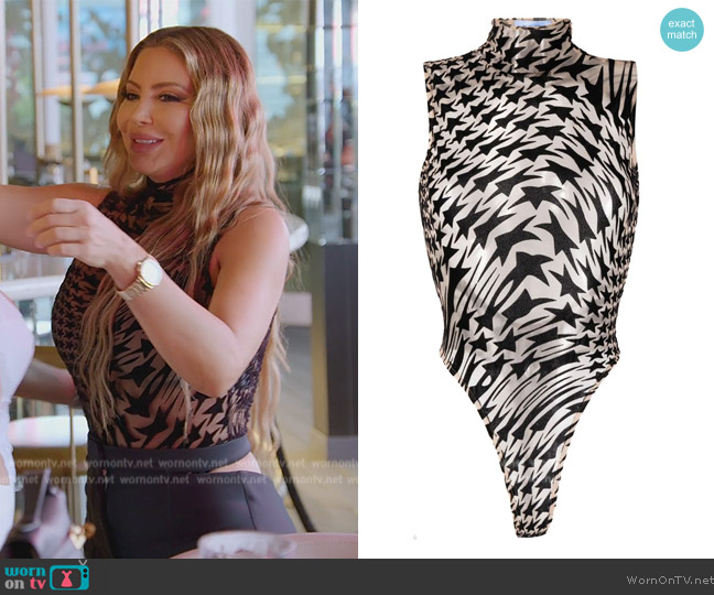 Mugler star-print mesh bodysuit worn by Larsa Pippen (Larsa Pippen) on The Real Housewives of Miami