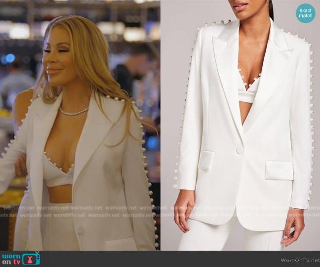 Nadine Merabi Charlotte White Bra Top worn by Lisa Hochstein (Lisa Hochstein) on The Real Housewives of Miami