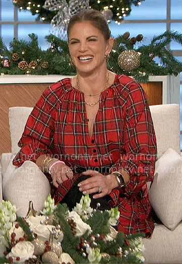 Natalie’s red plaid dress on The Talk