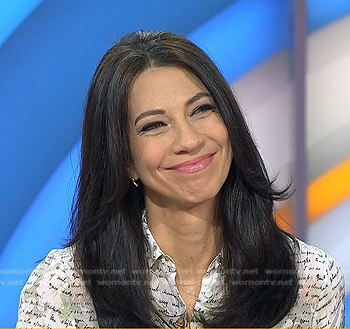 Natalie’s white script print blouse on Today