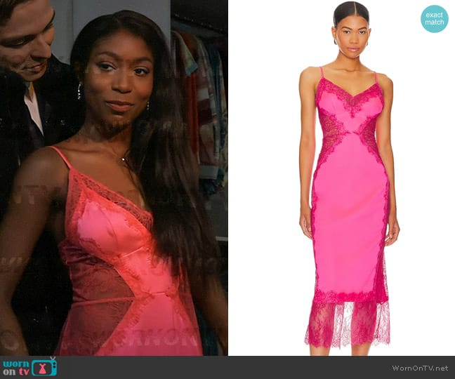 NBD Lilia Midi Dress worn by Trina Robinson (Tabyana Ali) on General Hospital