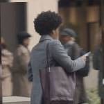 Nella’s purple leather tote bag on The Other Black Girl