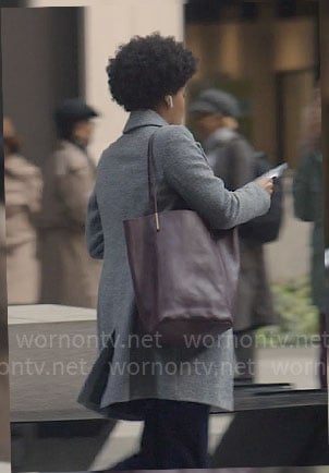 Nella’s purple leather tote bag on The Other Black Girl