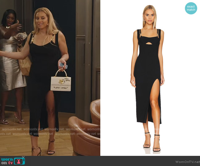 Nicholas Faida Double Rings Rib Knit Midi Dress worn by Robyn Dixon on The Real Housewives of Potomac
