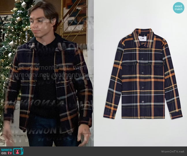 NN07 Bernard 5001 Heavyweight Overshirt worn by Spencer Cassadine (Nicholas Chavez) on General Hospital